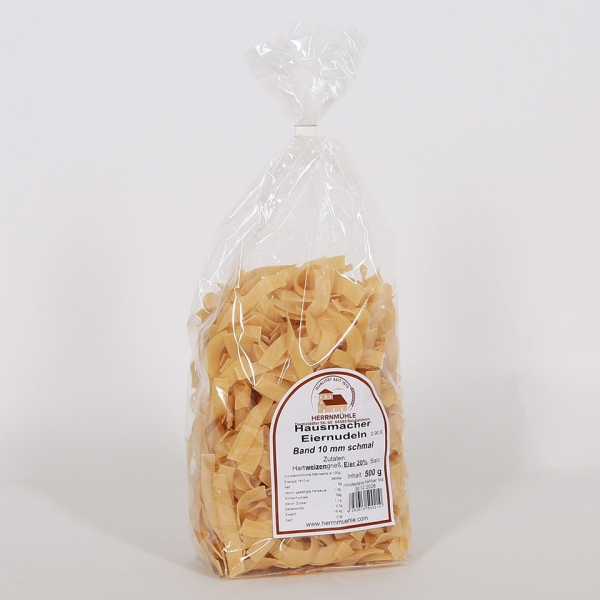 Ein Päckchen Herrnmühle Hausmacher Eiernudeln Bandnudeln 10mm schmal 500 g