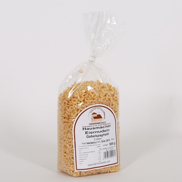 Ein Päckchen Hausmacher Eiernudeln Gabelspaghetti 500g