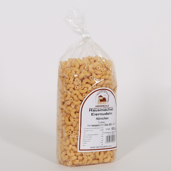 Ein Päckchen Herrnmühle Hausmacher Eiernudeln Hörnchen